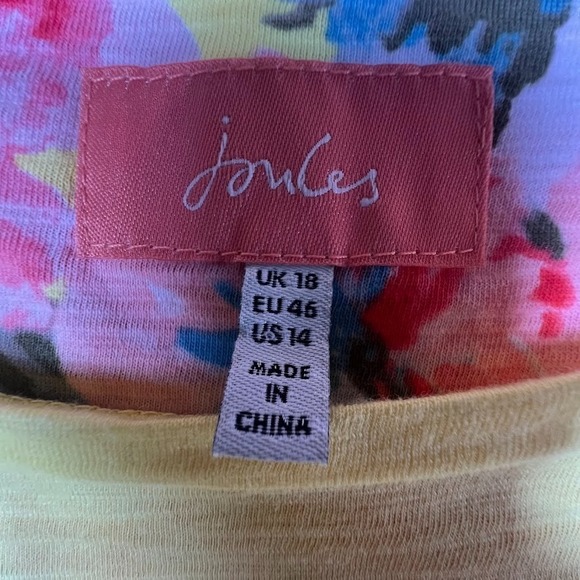 Cottagecore Floral Tee Joules US 14 Yellow Boho Spring Garden Casual Cotton Top - Picture 5 of 9